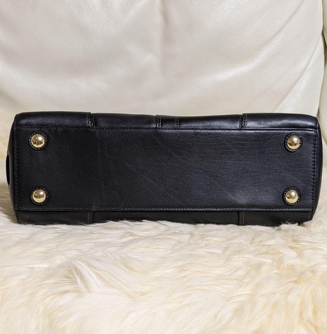 【美品】COACH コーチ ハンドバッグ 本革カウハイド 黒 ターンロック