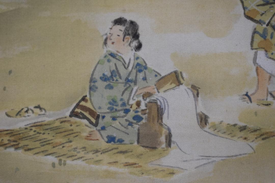 【真作】吉田逸言/月下砧之図/山水図/掛軸☆宝船☆Y-909　JM