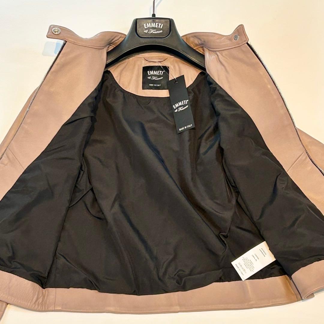 新品タグ付き エンメティ シングルレザーライダースジャケット 羊革 ラムスキン