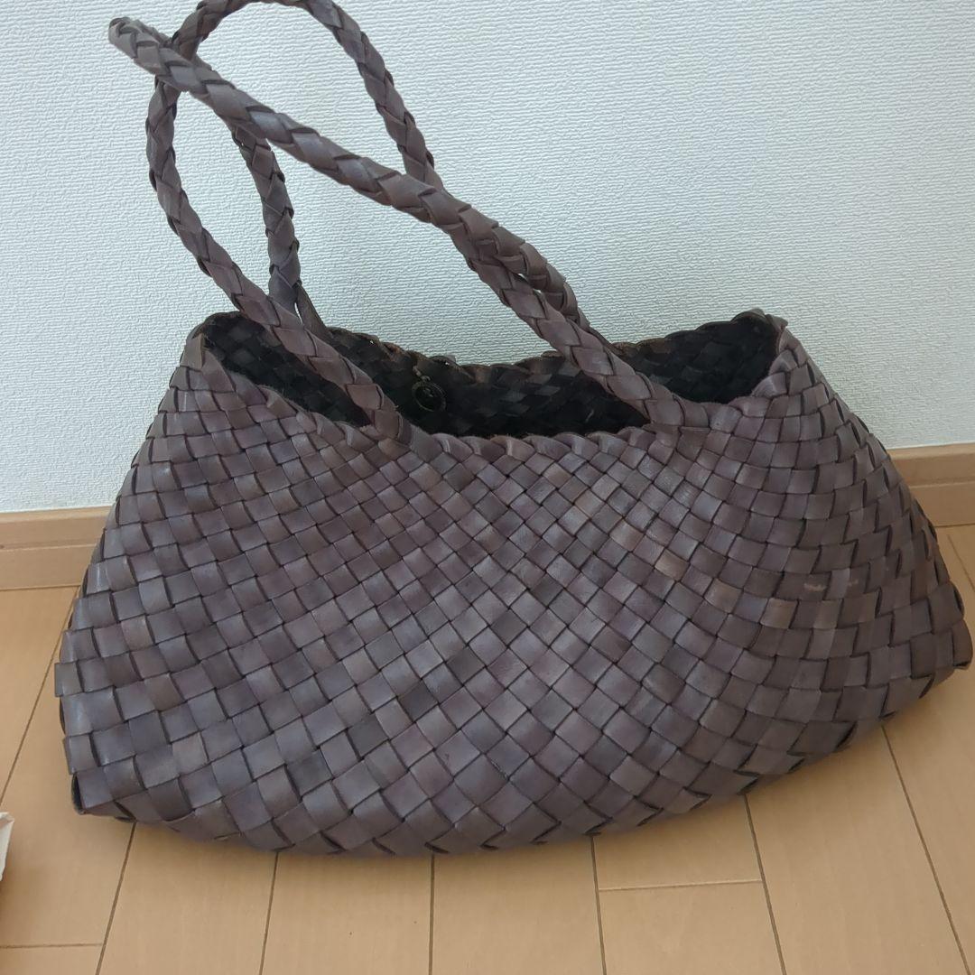 ドラゴン、ダークブルーグレー編込レザーショルダーバッグ