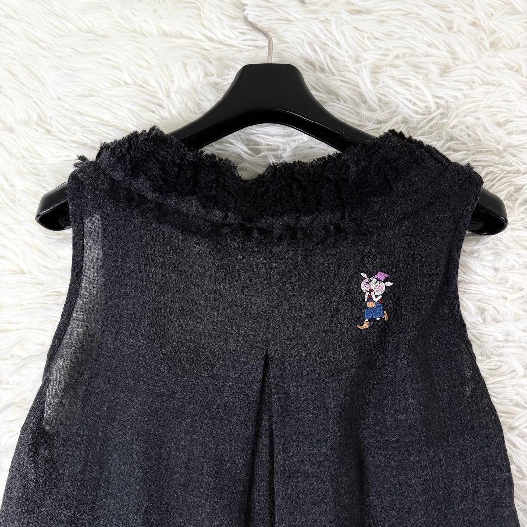 オレボレブラ ワンピース ノースリーブ 白雪姫 ブタさん 刺繍 フリル