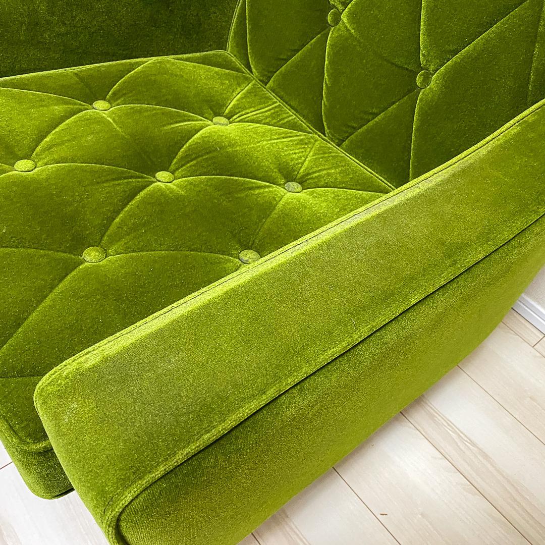 カリモク60 正規品 ロビーチェア1シーター＋純正クッション2点モケットグリーン