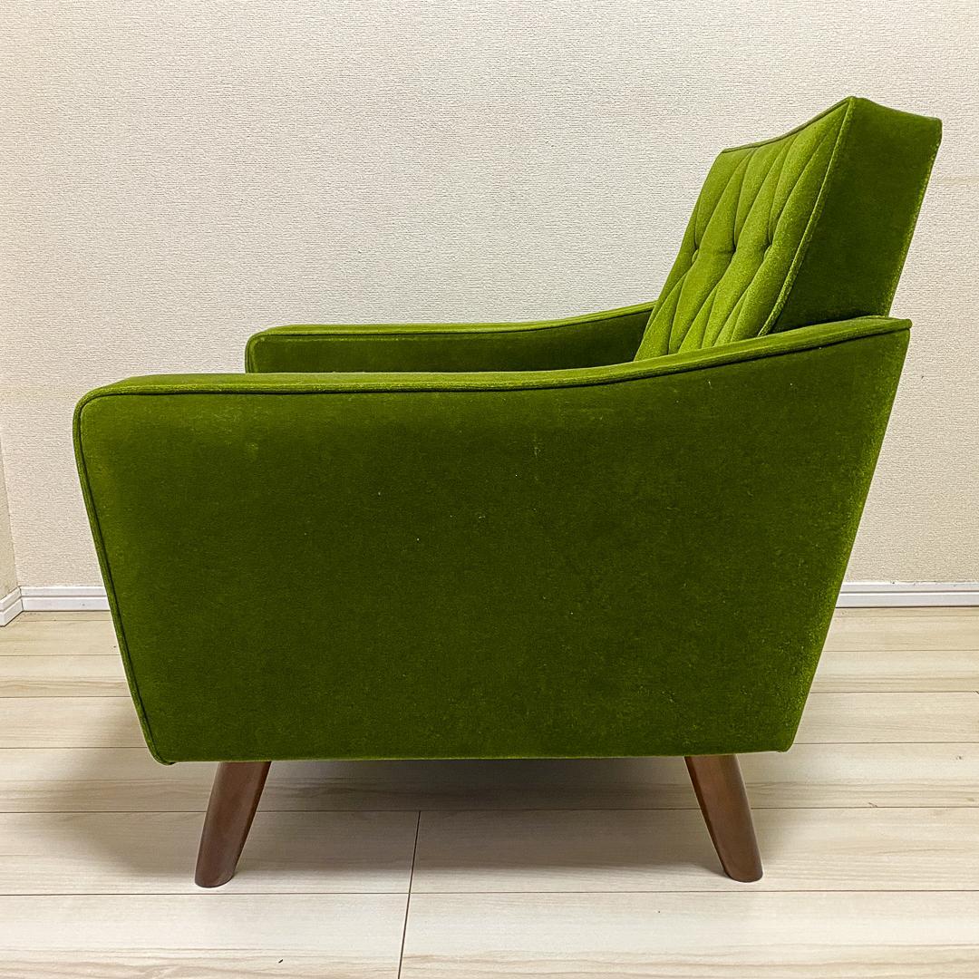 カリモク60 正規品 ロビーチェア1シーター＋純正クッション2点モケットグリーン