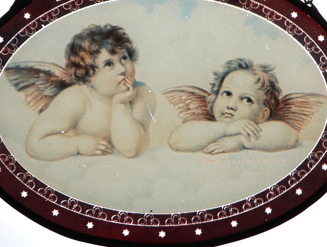 ラファエロ・サンティ ヴィンテージ ステンドグラス 天使 システィーナの聖母