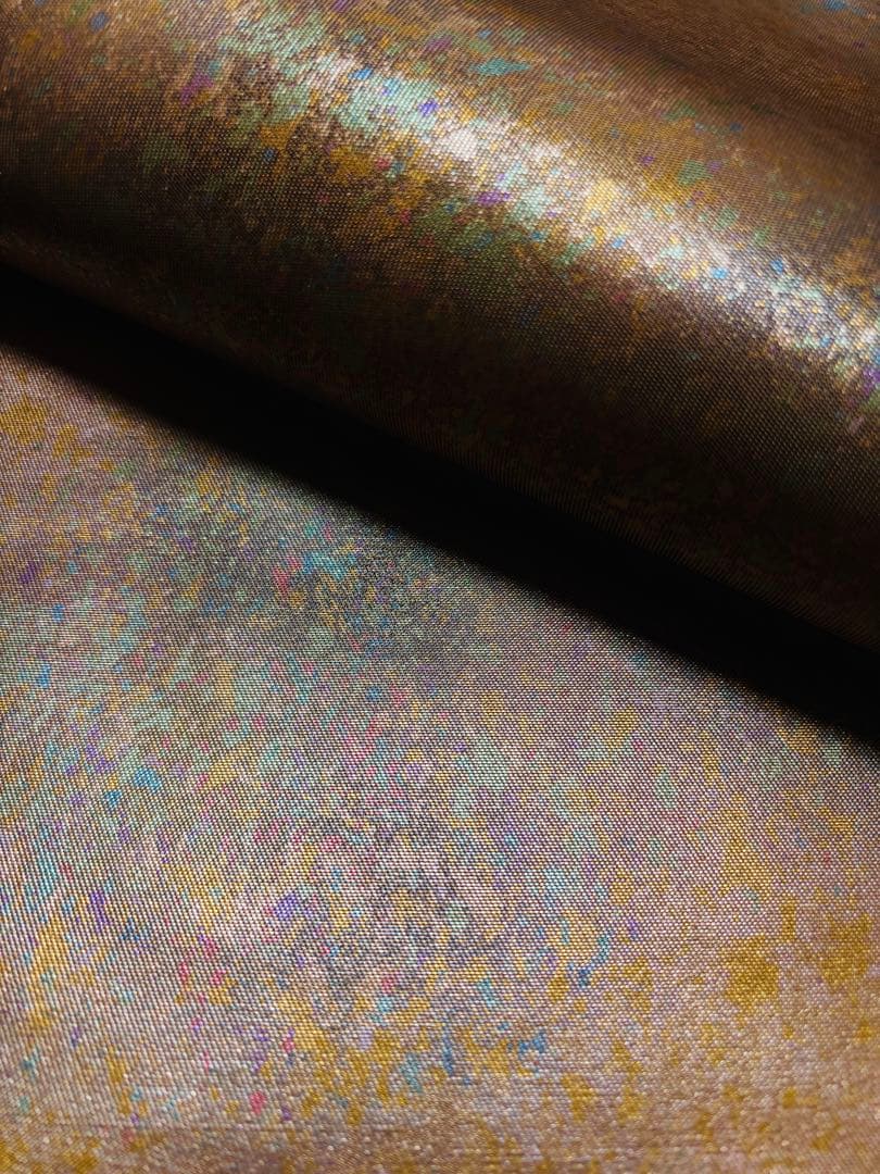 【未使用品】袋帯 螺鈿 金彩 虹色箔 遠山 お太鼓柄　芯なし