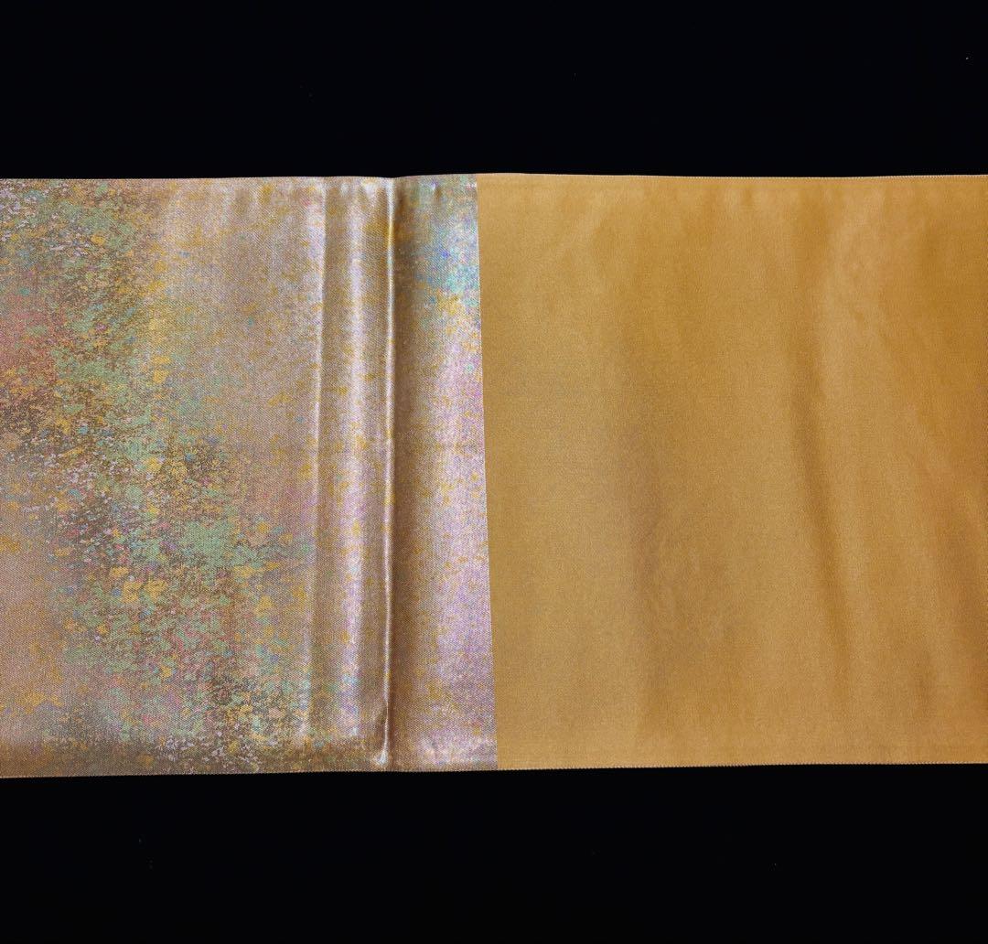 【未使用品】袋帯 螺鈿 金彩 虹色箔 遠山 お太鼓柄　芯なし