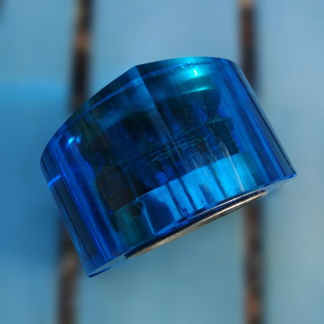 レトロ置時計　青ガラス時計