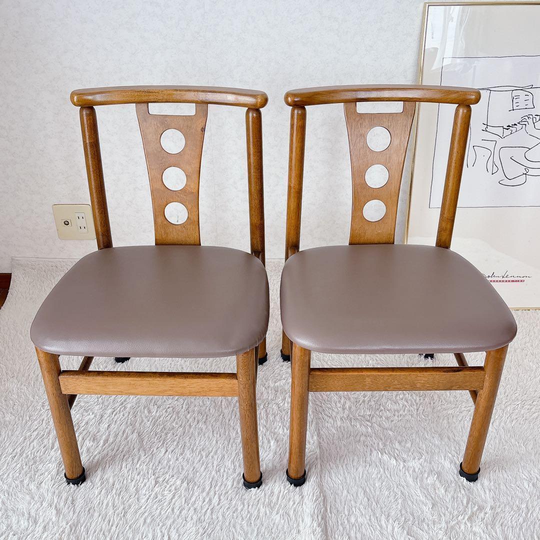 eri様リクエスト品】ハイバック レザー ダイニング チェア ビンテージ 2脚セ