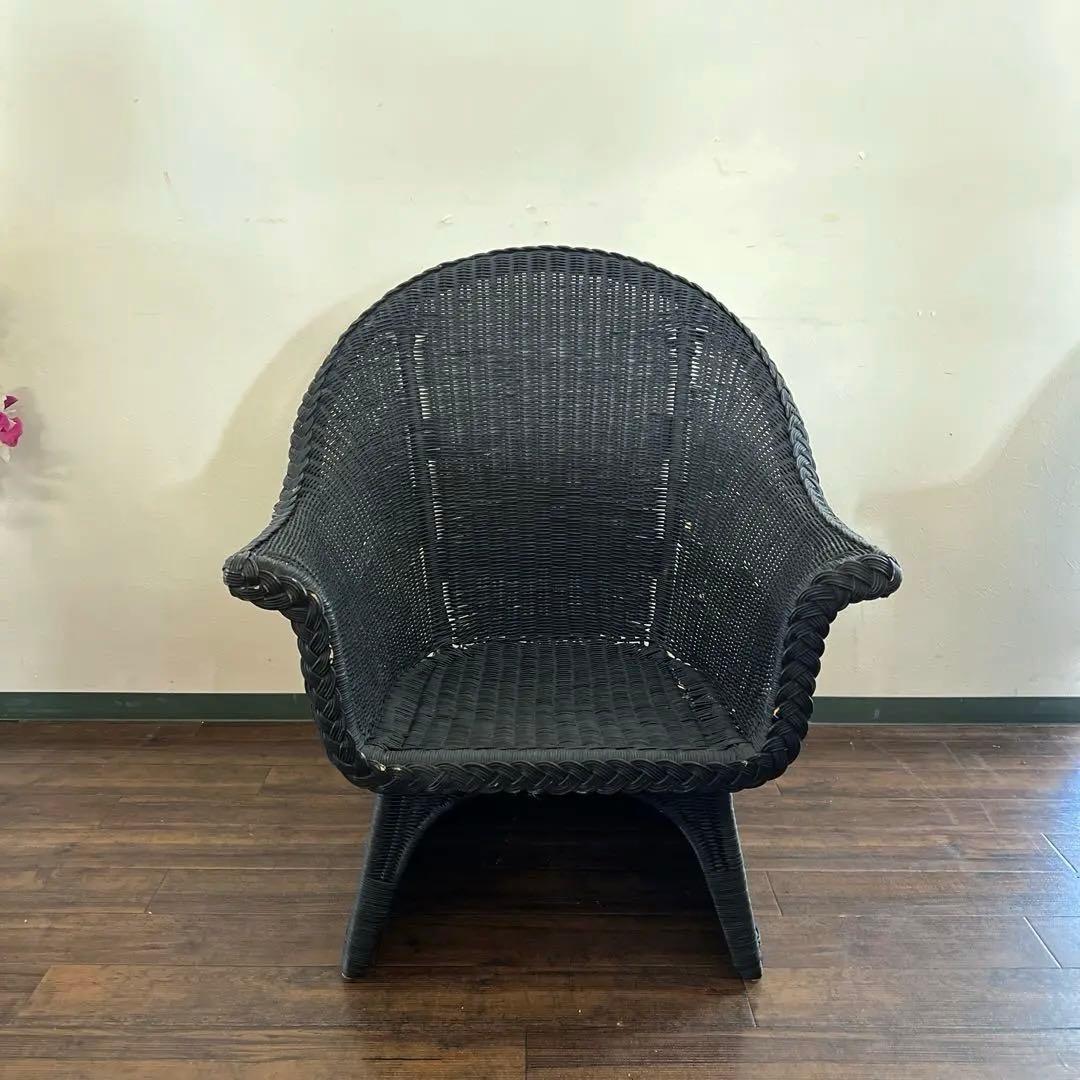 k972r115 ラタン アームチェア/シングルソファ 2台セット ブラック