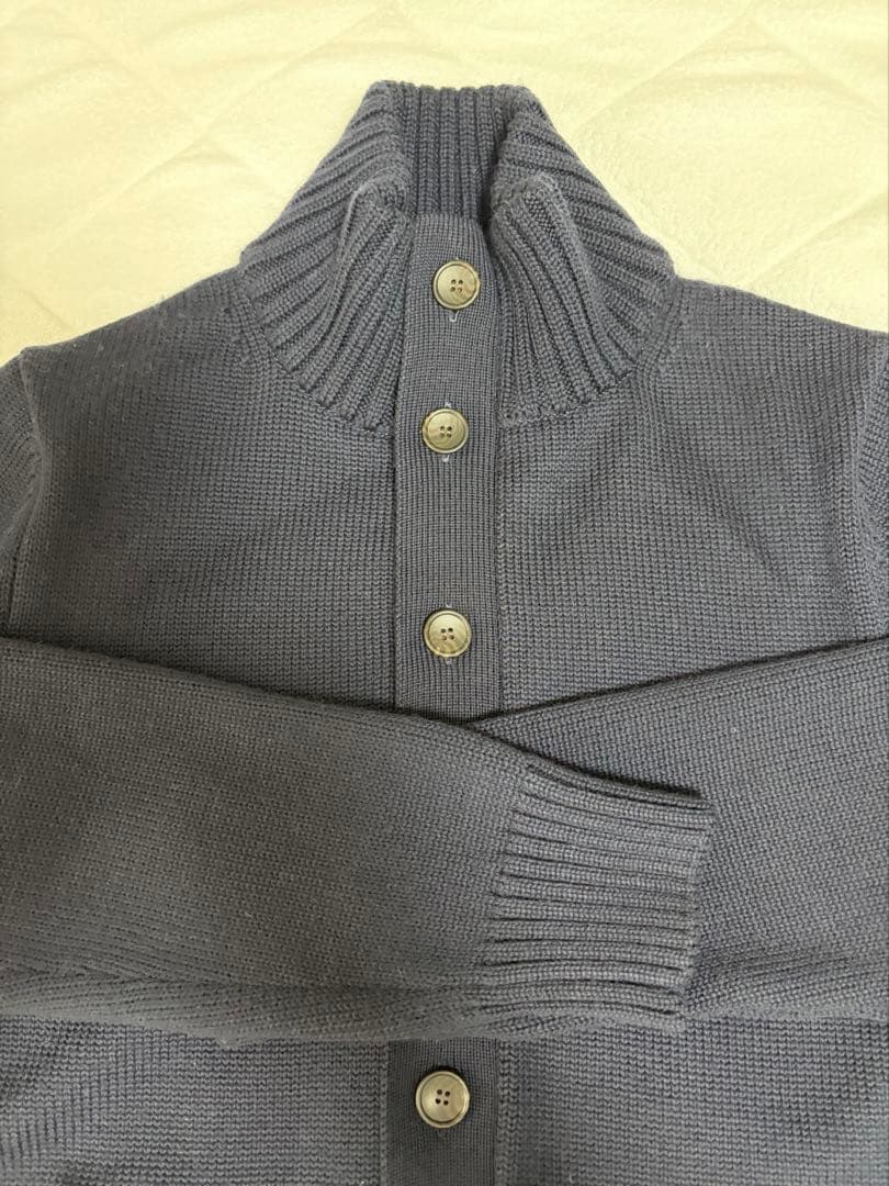 鎌倉シャツ スタンドカラーカーディガン エクストラファインメリノ ネイビー 美品