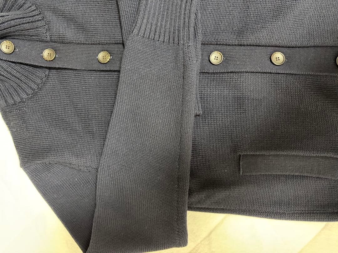 鎌倉シャツ スタンドカラーカーディガン エクストラファインメリノ ネイビー 美品