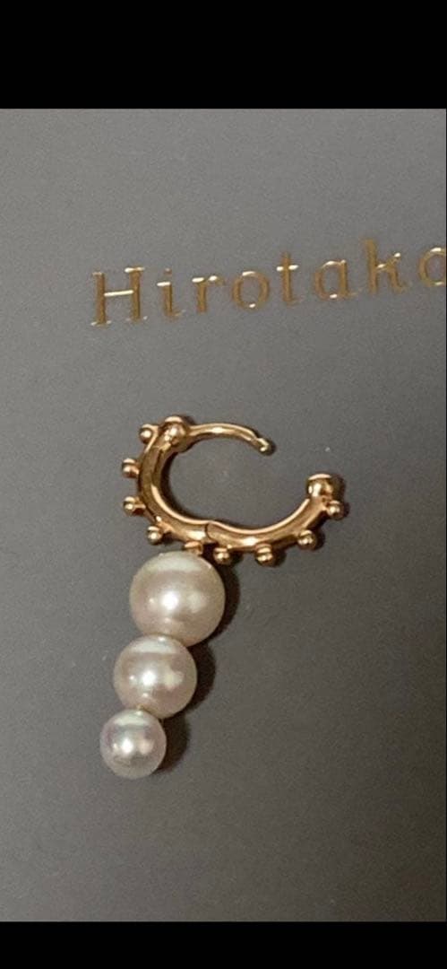Hirotaka 片耳用ピアス パール3連　10k