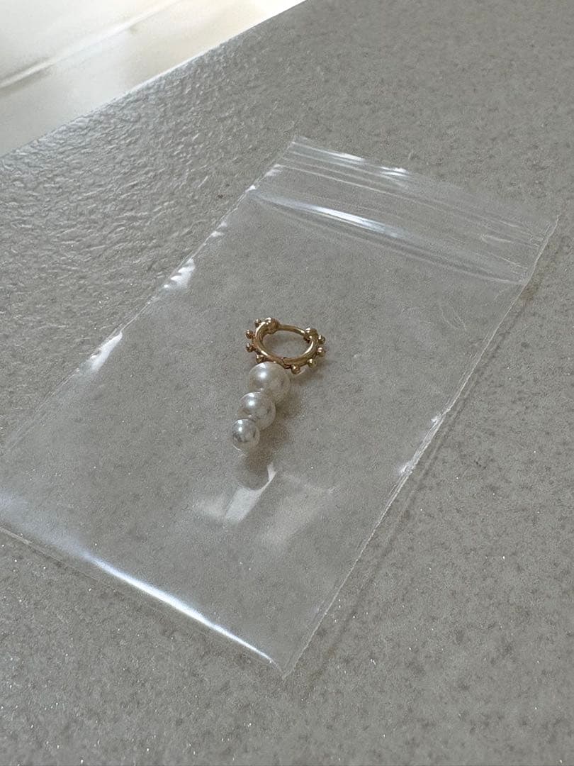 Hirotaka 片耳用ピアス パール3連　10k