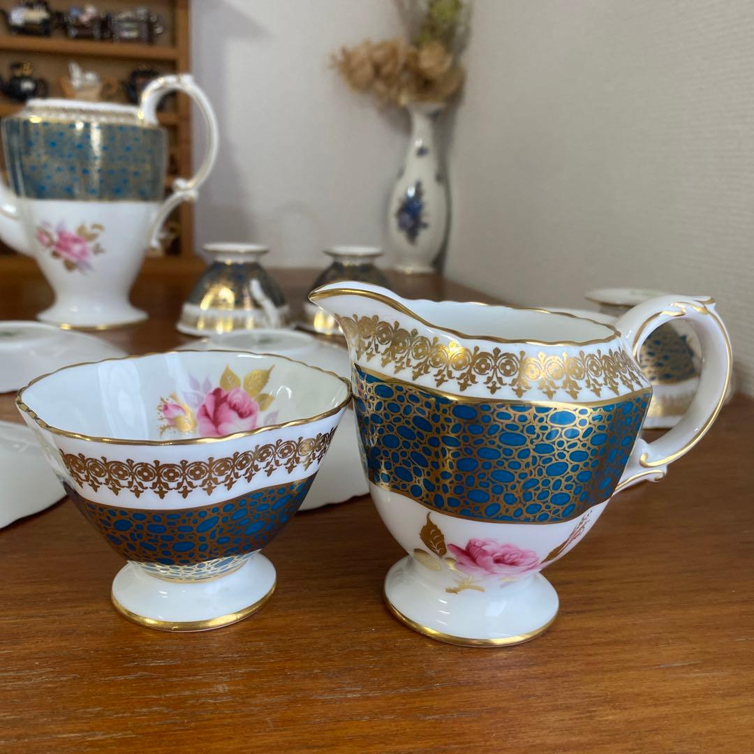 ハマースレイ ピンクローズ　ピーコック　金彩　4人用　コーヒーセット