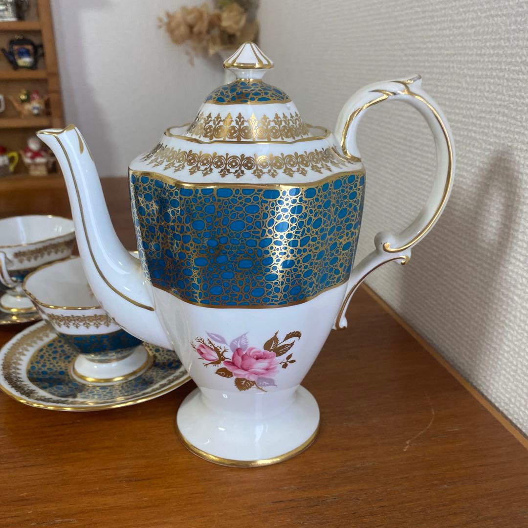 ハマースレイ ピンクローズ　ピーコック　金彩　4人用　コーヒーセット