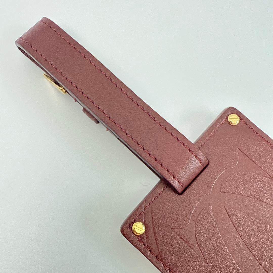 カルティエ マストライン レザー ネームタグ バッグチャーム ボルドー 袋付き1