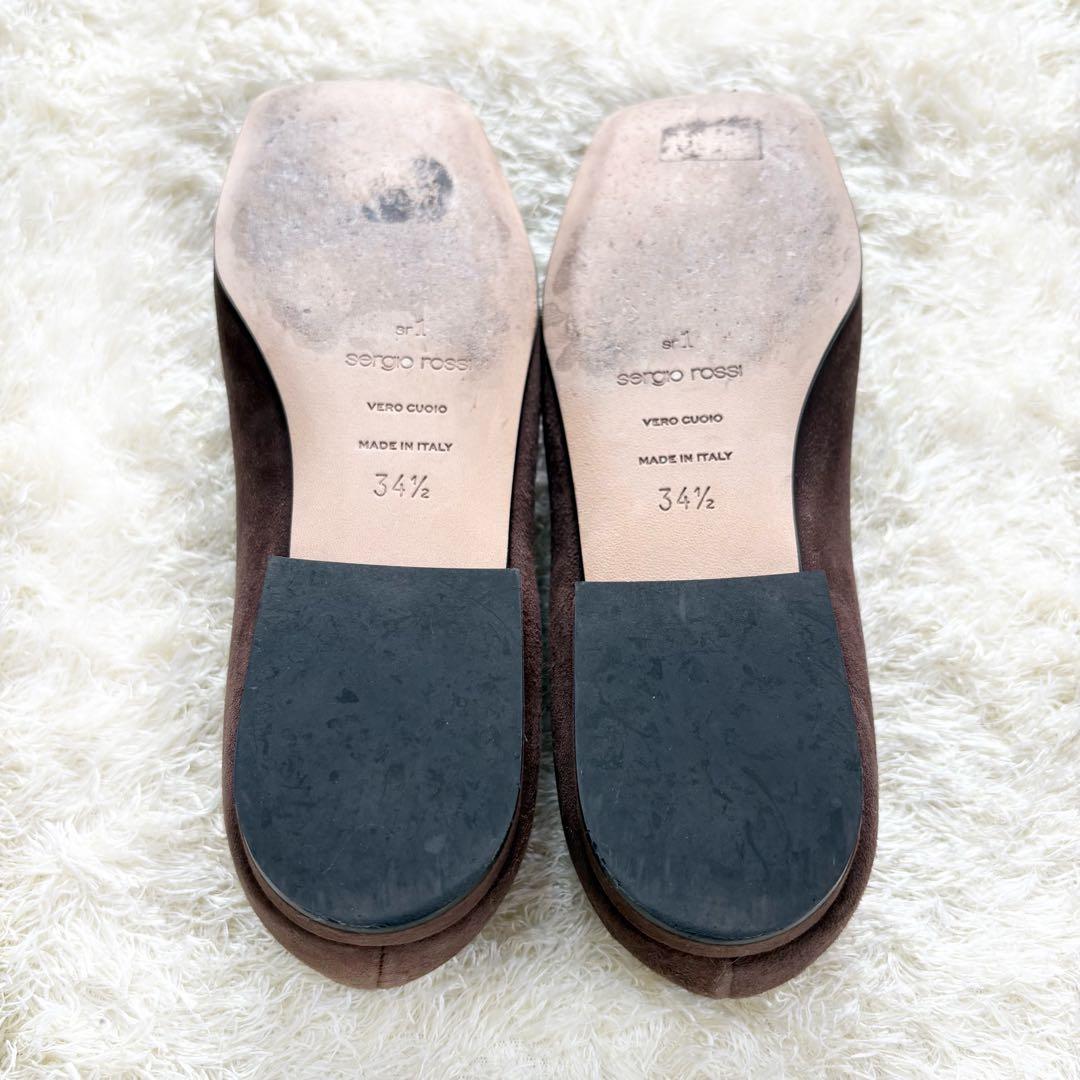 【美品】セルジオロッシ　sr1 パンプス　フラット　34.5 ブラウン　スエード