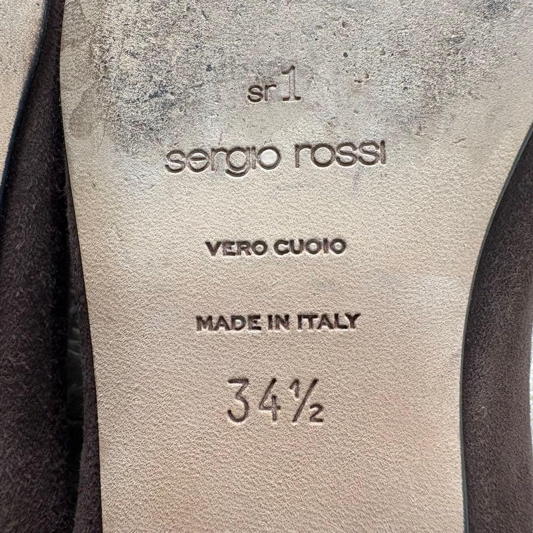 【美品】セルジオロッシ　sr1 パンプス　フラット　34.5 ブラウン　スエード