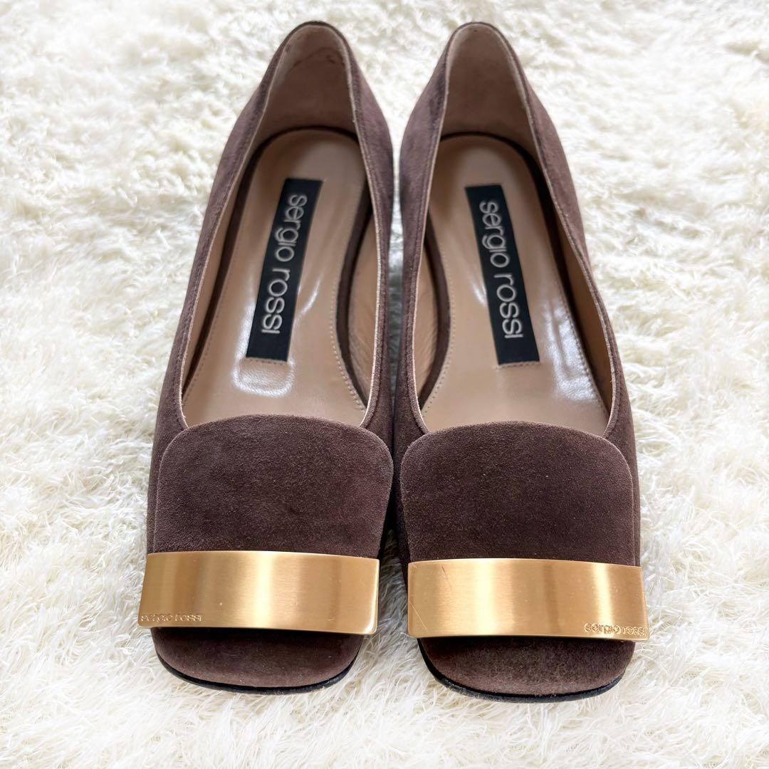 【美品】セルジオロッシ　sr1 パンプス　フラット　34.5 ブラウン　スエード