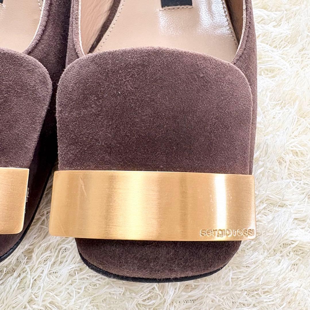 【美品】セルジオロッシ　sr1 パンプス　フラット　34.5 ブラウン　スエード