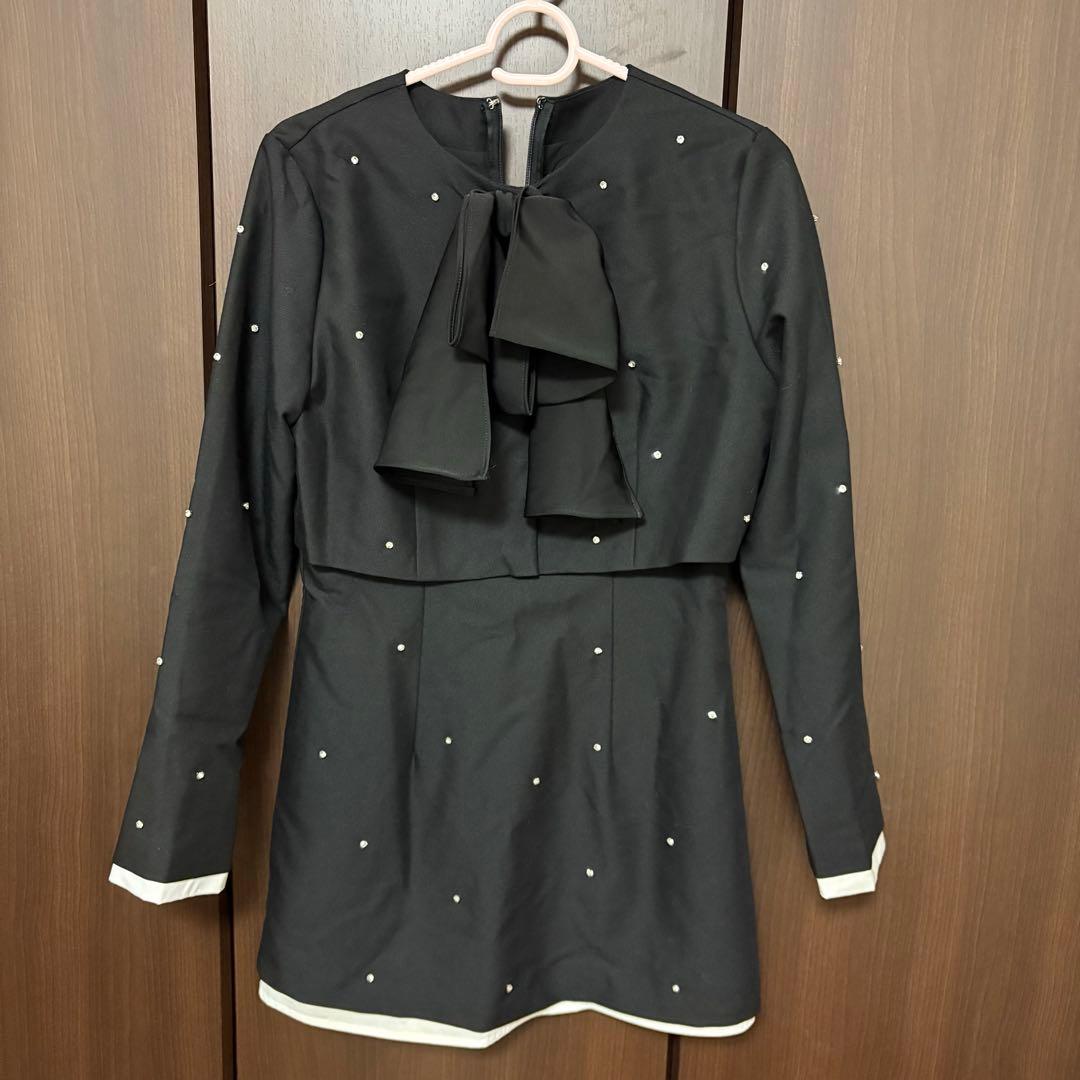 ワンピース M me eme Ribbon bijou mini onepiece