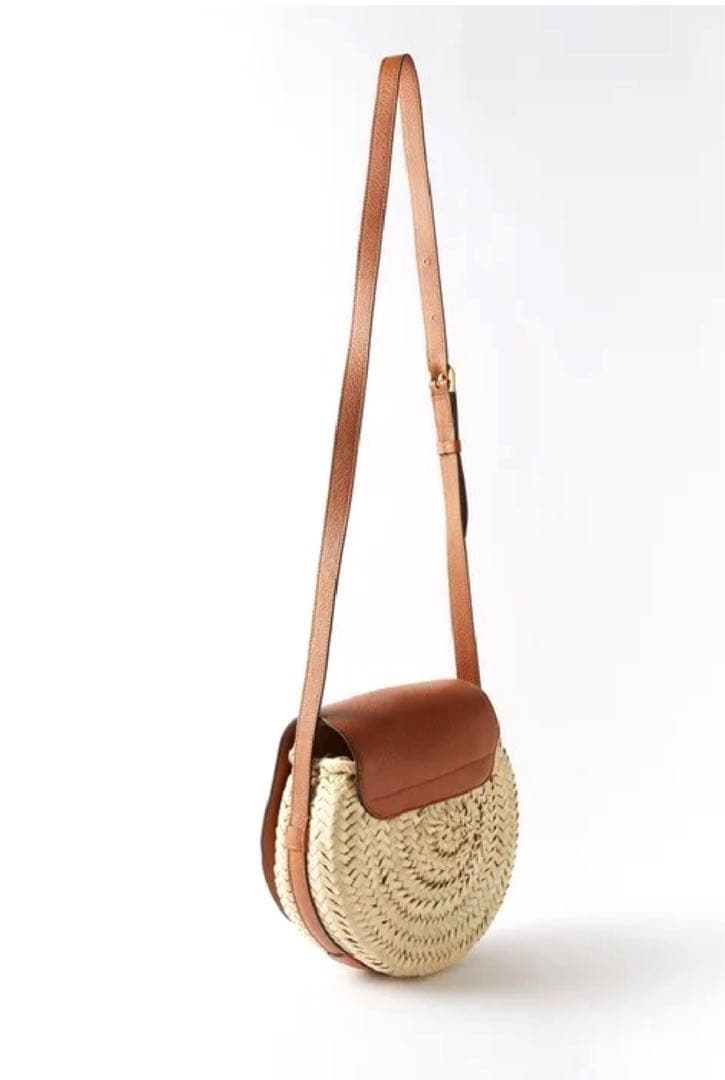 chloe マーシー　ラフィア&レザー　クロスボディバッグ