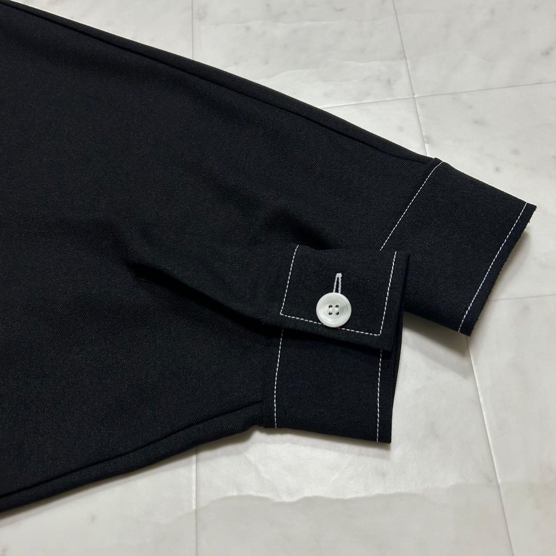 美品✨Cen. ノーカラーステッチブルゾン シャツ ブラック FREE