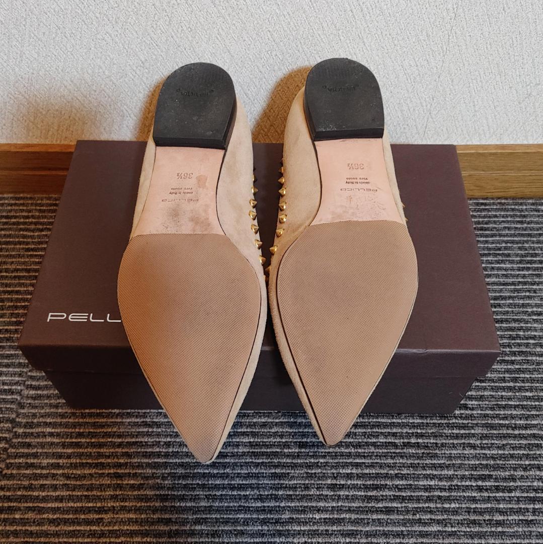 ペリーコ　スタッズ付きパンプス　ベージュ　フラットシューズ 36.5