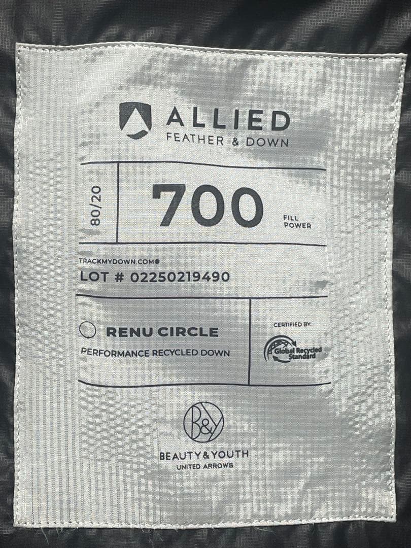 BEAUTY&YOUTH ダウンジャケット 小松マテーレ ブラック Mサイズ