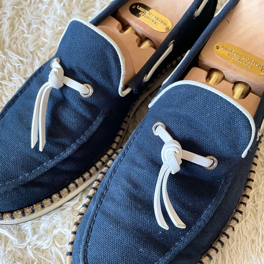 HERMES エルメス デッキシューズ タッセル エスパドリーユ ネイビー 41