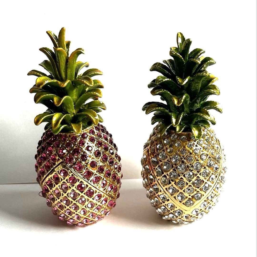 【未使用】彫刻像パイナップル クリスタル ジュエリーボックス