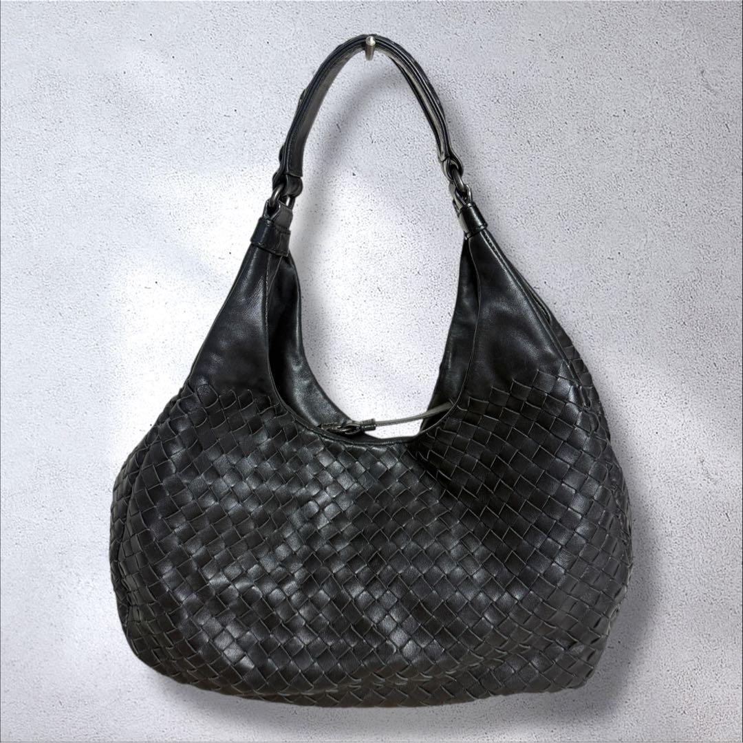 ボッテガヴェネタ カンパーナ ショルダーバッグ イントレチャート ミラー付き 黒