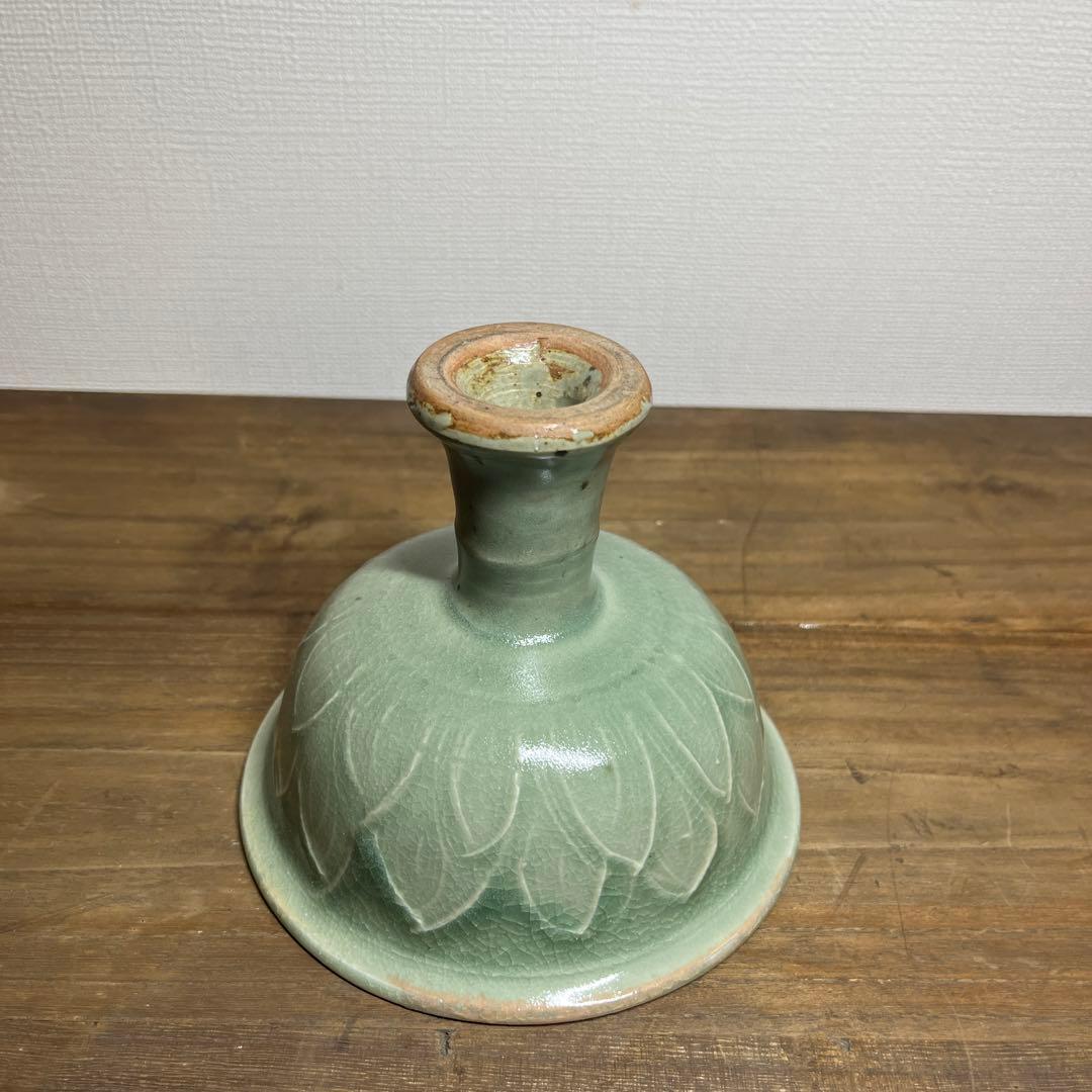 明時代　龍泉窯　青磁高足馬上杯　明
