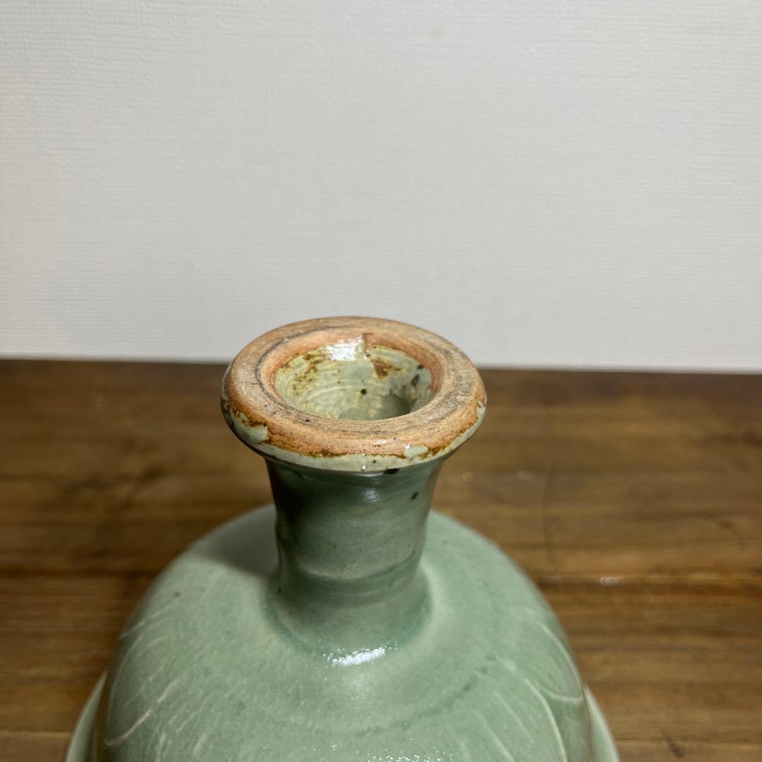 明時代　龍泉窯　青磁高足馬上杯　明