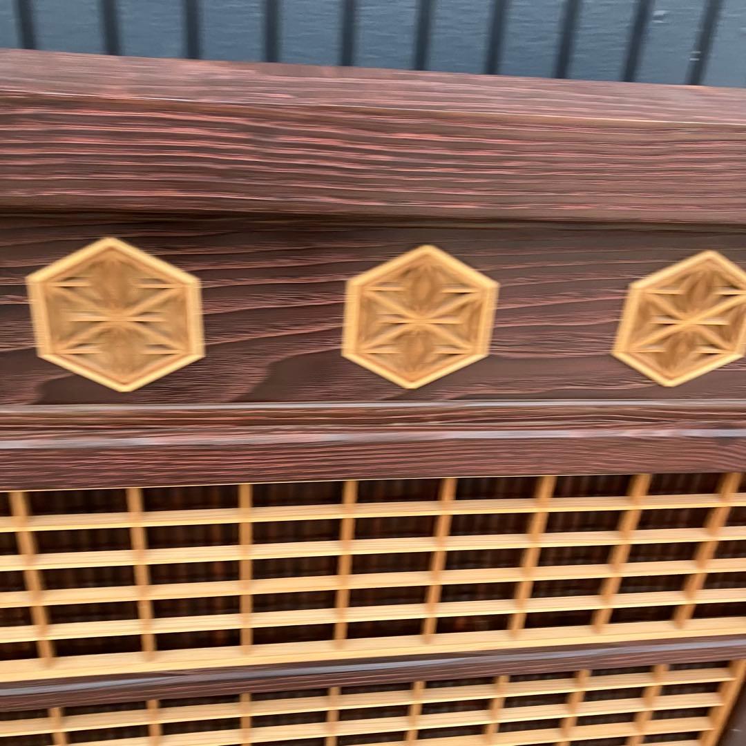 昭和レトロ 万木 天然木 寄木細工 麻の葉柄 格子型 衝立 仕切りパーテーション