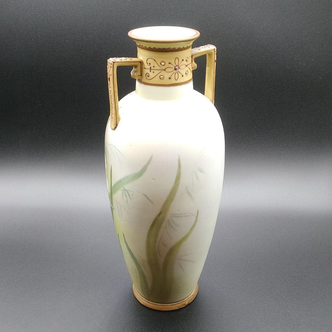 オールドノリタケ 百合 絵 エナメル ジュール 花瓶