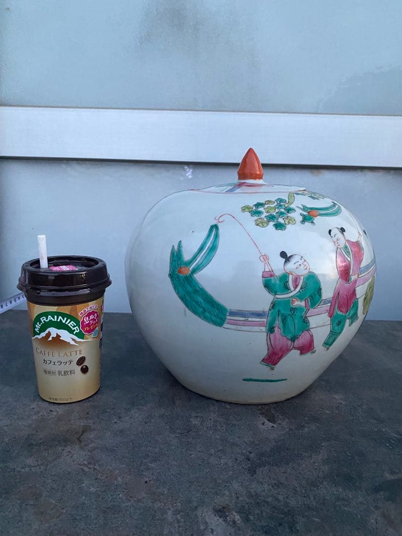 中国　清時代　童子絵　壺　古美術　骨董品