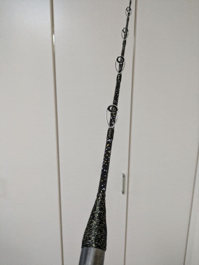 伊勢海老竿　穴釣り　テトラ釣り　布袋竹　和紙　ハンドメイド　ブラック