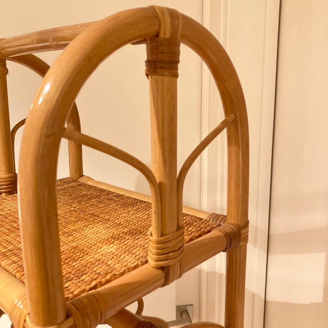 籐家具　ラタン ハンガーラック 上棚付き