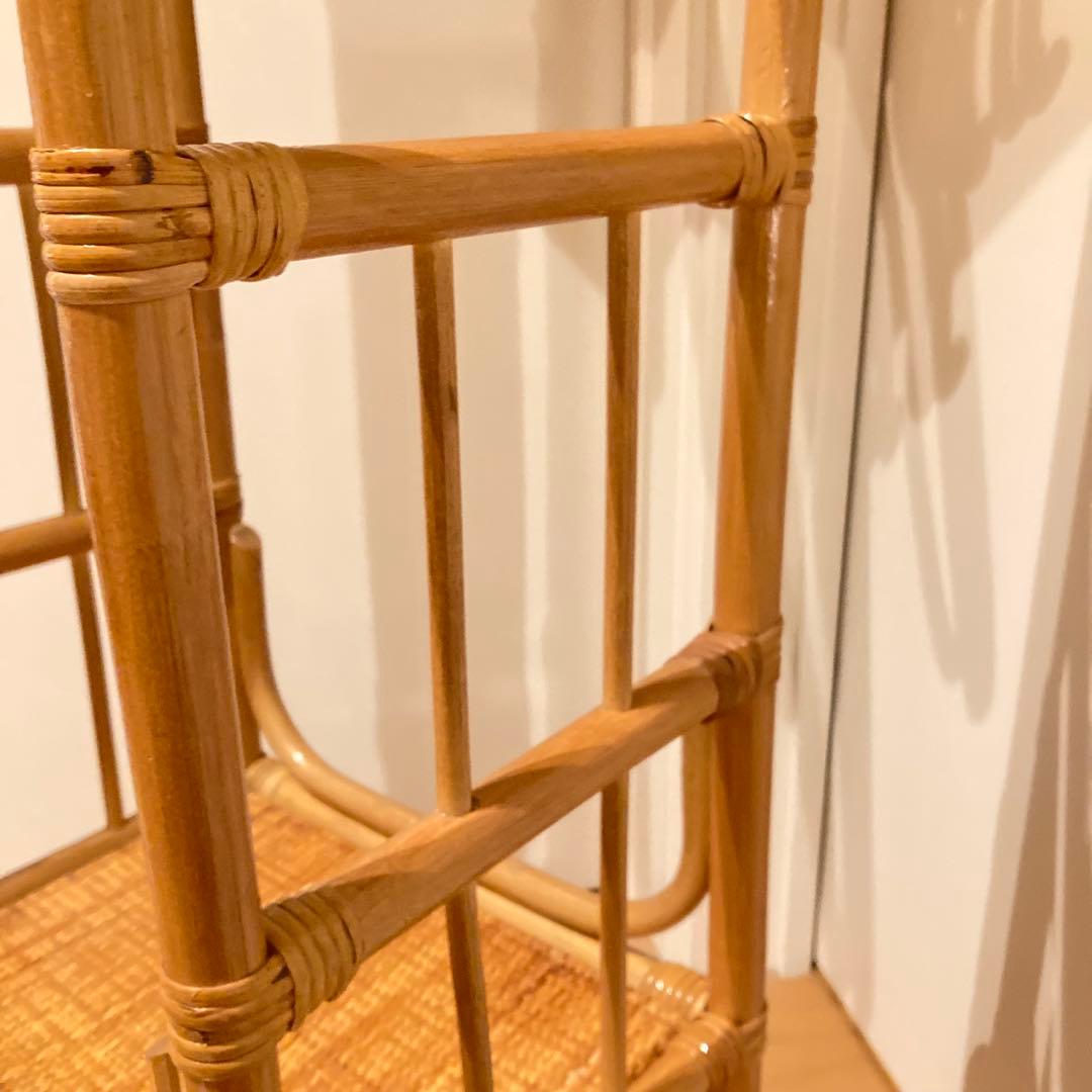 籐家具　ラタン ハンガーラック 上棚付き