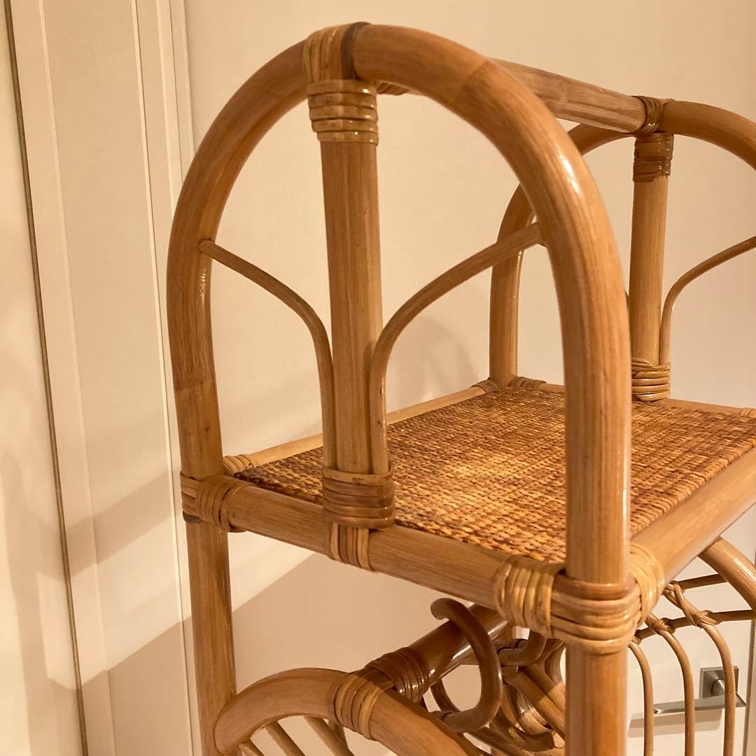 籐家具　ラタン ハンガーラック 上棚付き