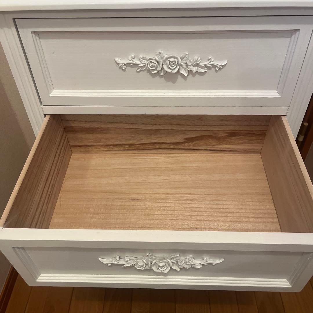 萩原 ハギハラ チェスト 浮彫 おしゃれ 姫 クラシカル ホワイト 4段