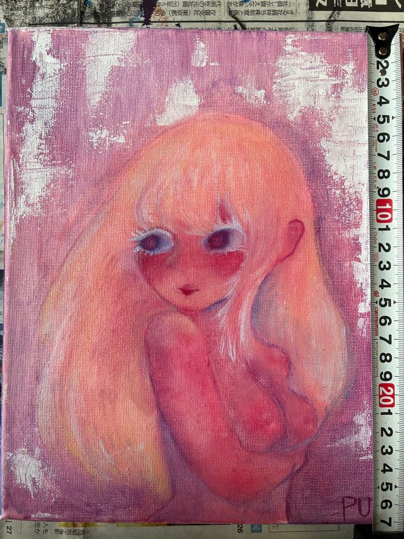 油絵 アート オリジナル 絵画 イラスト 人物画 女の子 病みかわいい 一点物
