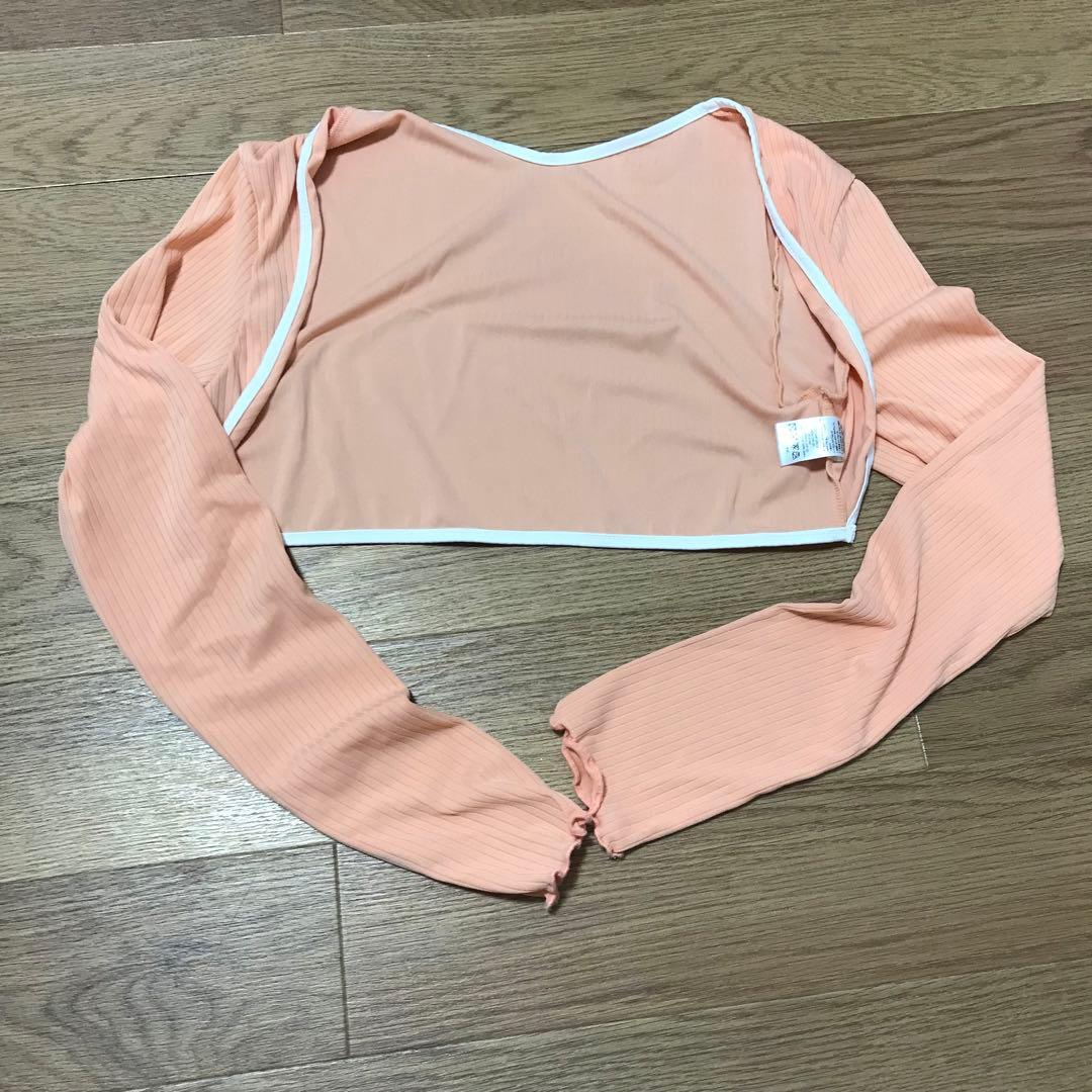 オレンジ ホワイト スカート セット ポールダンス 水着 ヨガ Mサイズ 巾着付