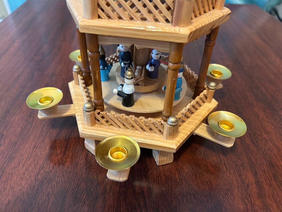 年代物　昭和レトロ　クリスマスピラミッド 44cm 木製　箱付き