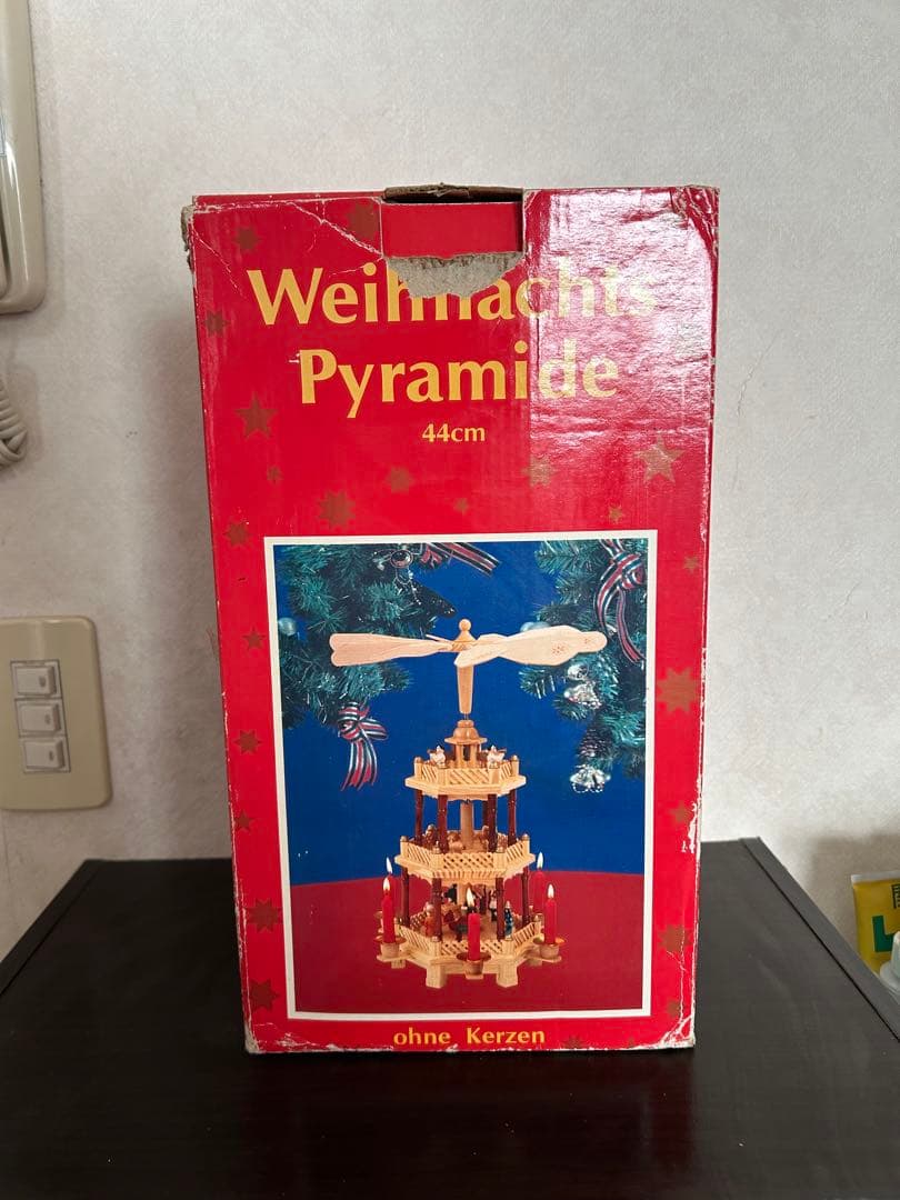 年代物　昭和レトロ　クリスマスピラミッド 44cm 木製　箱付き