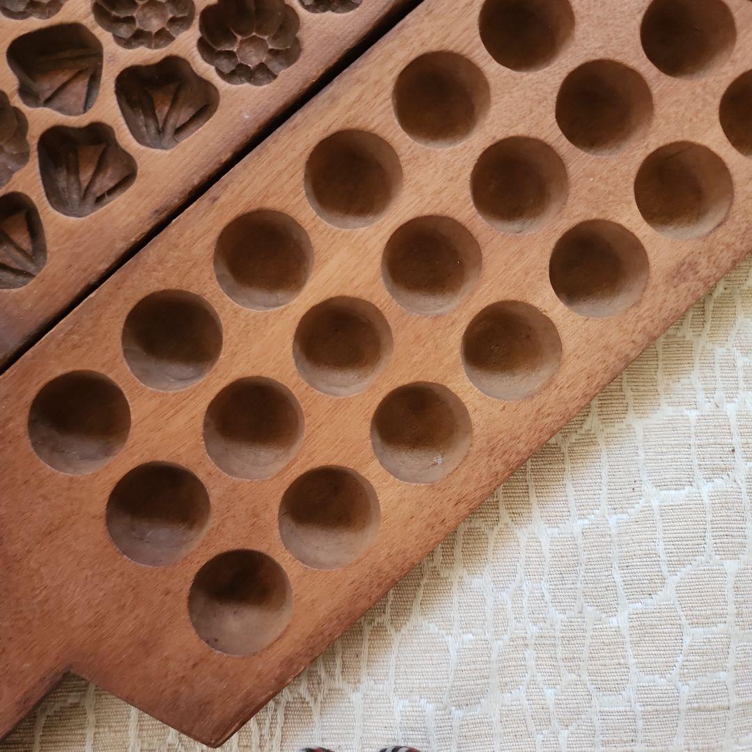 ユ*リ様 菓子木型2点セット-8　古い 木型 菓子型 和菓子 木製 古道具 古物