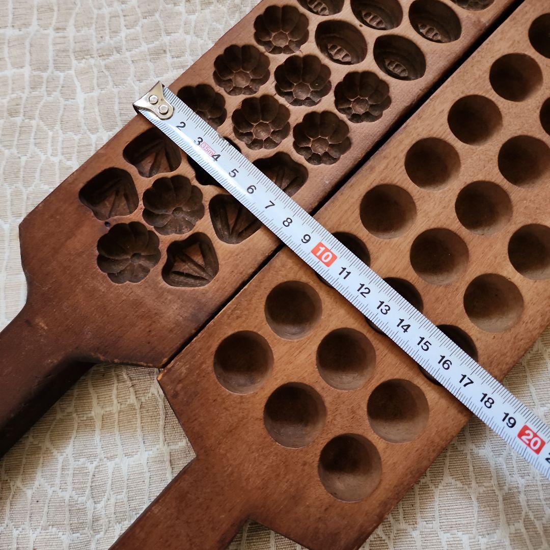 ユ*リ様 菓子木型2点セット-8　古い 木型 菓子型 和菓子 木製 古道具 古物