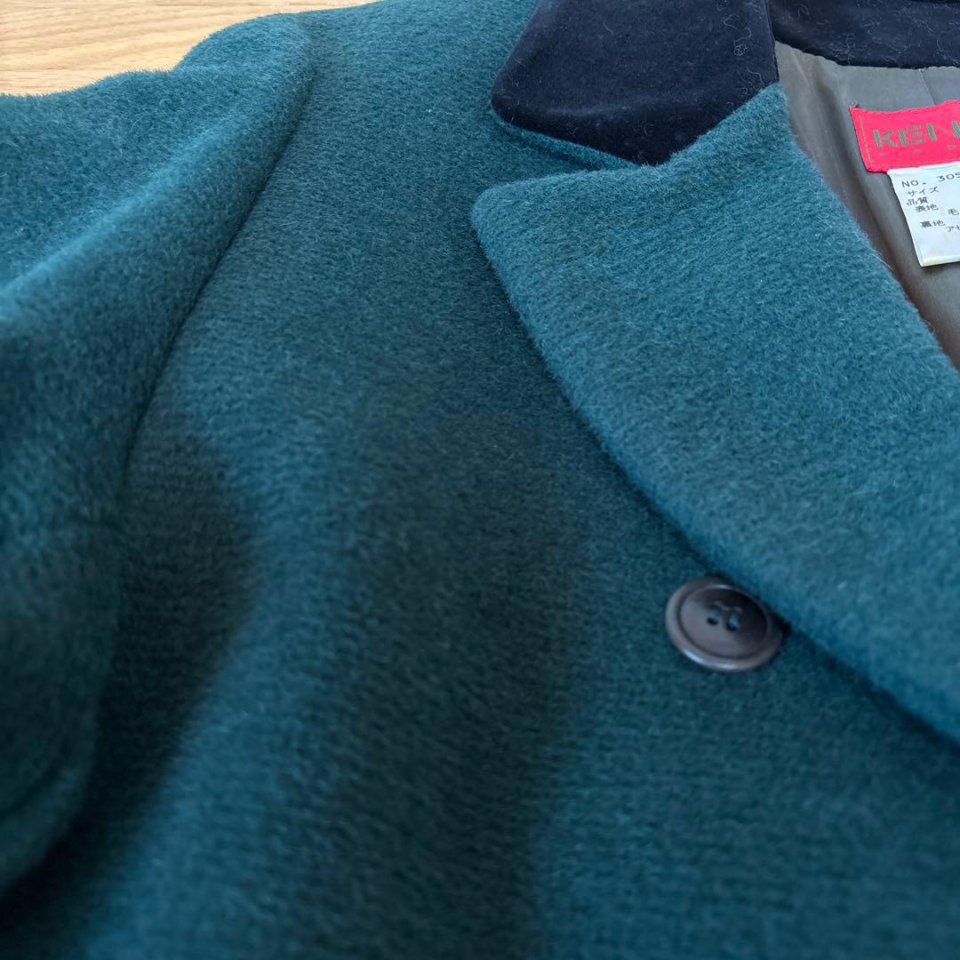 KENZO ダークグリーン　毛100% コート