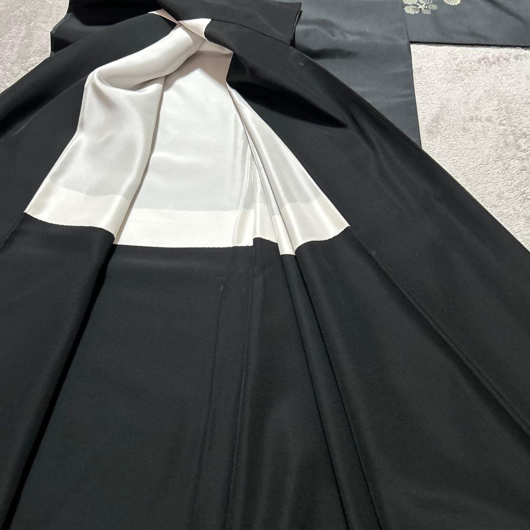 大島紬　正絹　利休梅　黒地　トールサイズ